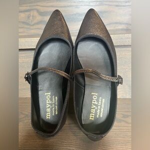 NWT Maypol Anthropologie Rota Percival Mary Jane Flat in Bronze Size 9